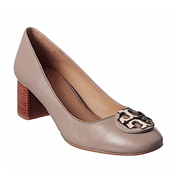 Tory Burch 'Claire' 50mm Round Toe Pump French Gray Leather - Picture 1 of 8